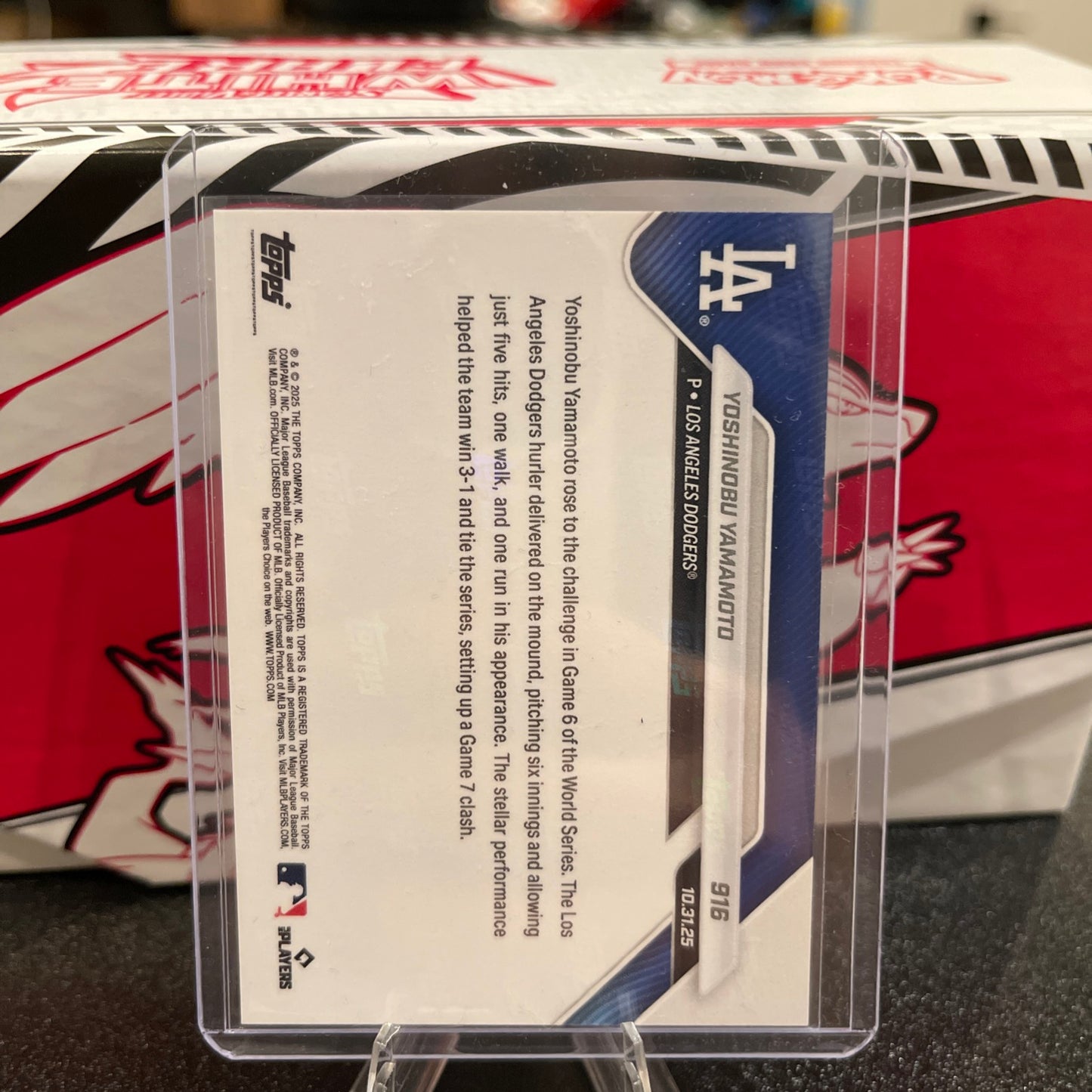 Yoshinobu Yamamoto Topps Now #916 World Series Game 6